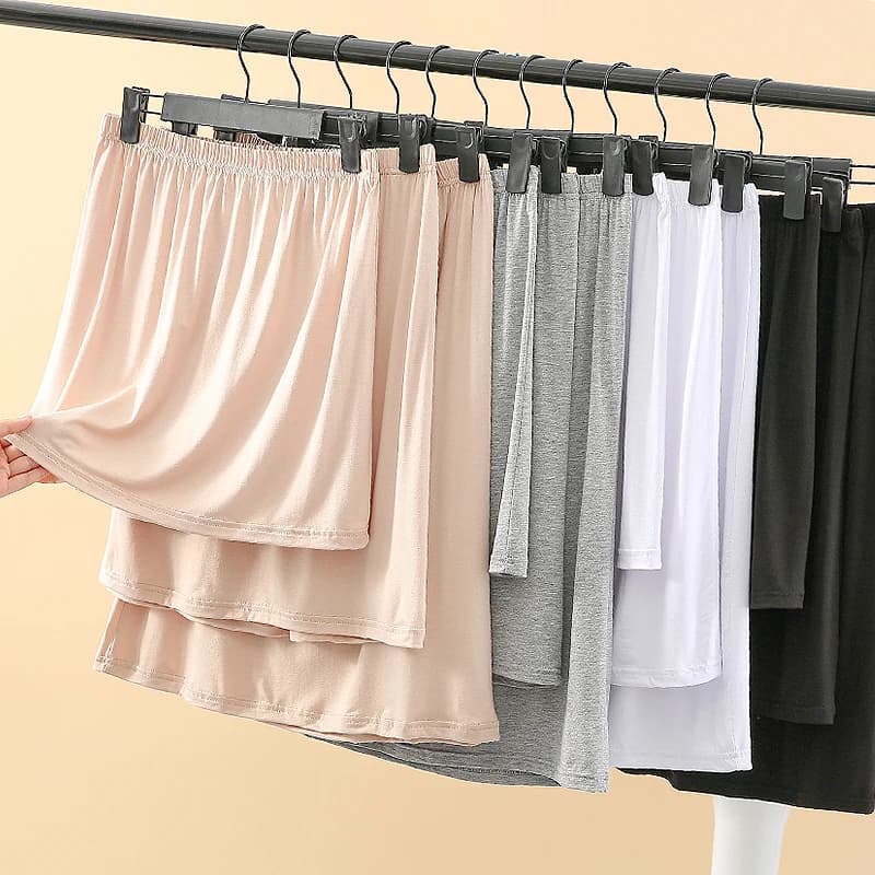 Modal Skirt Half-length Inner Skirt Thin Model Women's Summer Anti-exposure Black Short Skirt High-waist Knot