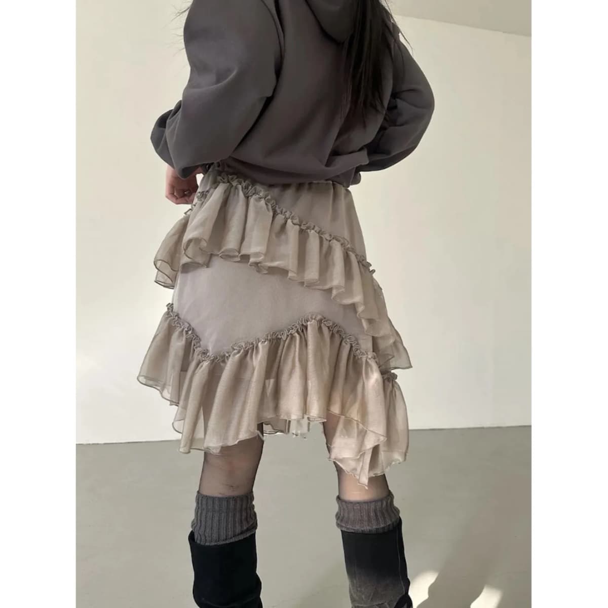 Spring 2026 New Design Dongda Gate Elastic Waist Tulle Skirt Layered Ruffle Hemline Polyester Fiber Court Style Cake Skirt