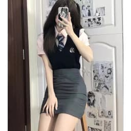 Spring 2023 High Waist Slim Fit Grey  Skirt Sexy College Style JK Pure Desire plus Size Women's Fashion Short Skirts