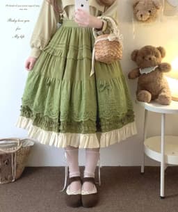 Lolita Midi Skirt Women Vintage Embroidery Lace Floral Bow Ruffles Long Skirts Kawaii Schoolgirl Prairie Chic Pink Y2k Skirt