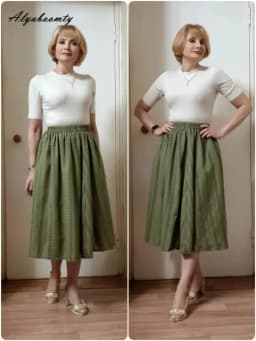 Mori Girl Spring Summer Women Cotton Linen Skirt High Waist Green Floral Printed Vintage Skirt All-Match Elegant Soft Jupe