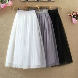 Korean Fashion New Spring Summer Vintage Tulle Skirt Women Elastic High Waist Mesh Skirts Female Dress Long Pleated Tutu Skirt