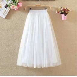 Korean Fashion New Spring Summer Vintage Tulle Skirt Women Elastic High Waist Mesh Skirts Female Dress Long Pleated Tutu Skirt