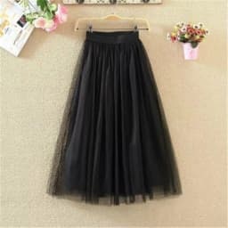 Korean Fashion New Spring Summer Vintage Tulle Skirt Women Elastic High Waist Mesh Skirts Female Dress Long Pleated Tutu Skirt