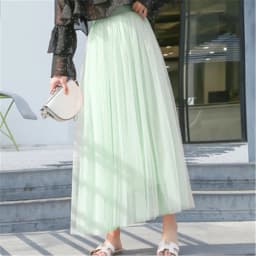 Korean Fashion New Spring Summer Vintage Tulle Skirt Women Elastic High Waist Mesh Skirts Female Dress Long Pleated Tutu Skirt