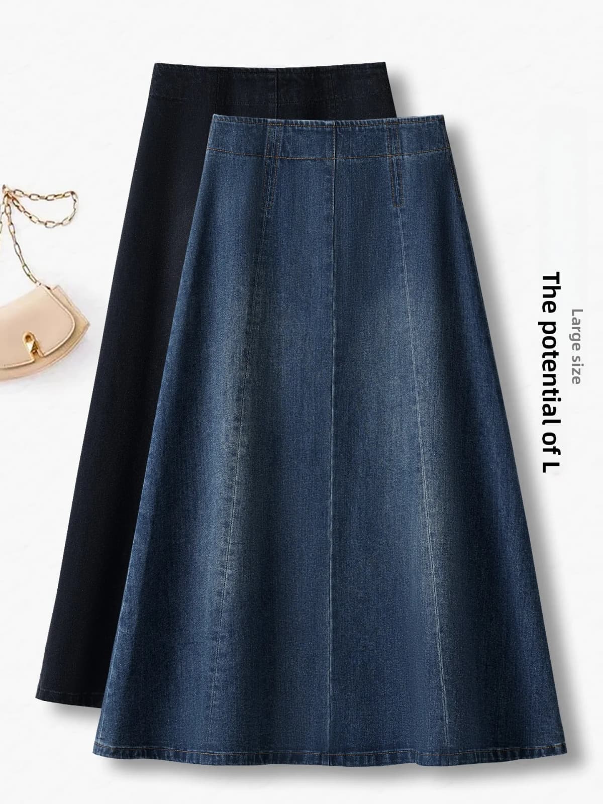 High Waist A-Line Denim Skirt Women's Spring Autumn 2025 New Style Slimming Half-length Cover Hip Large Flounce Umbrella Skirt
