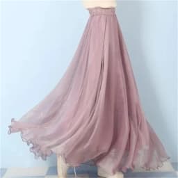 High-grade Double Layer Skirts Spring Summer Elastic High Waist Large Swing Gauze Chiffon Skirt A-line Pleated Long Beach Skirt