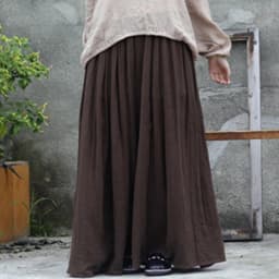 Johnature 2025 Women New Cotton Linen Elastice Waist Floor Length Autumn Pleated Solid Button Casual Long Skirts