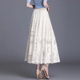 Lace Skirt Women's New A-word Long Skirt Big Swing Gauze Hollow Pleated Skirt