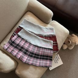 Retro Plaid Pleated Skirt for Women Japanese Style High Waist Patchwork Embroidery Mini Skirts Y2K Sweet Preppy A Line Skirts