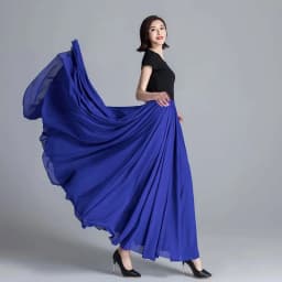 720 Degree Large Swing Dance Skirts Double-layer Chiffon Skirt Spring Summer Autumn High Waist Ethnic Style High-grade Skirts