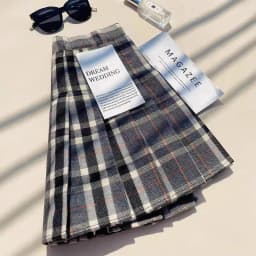 Plaid Woolen Pleated Skirts for Women Fall Winter High Waist Preppy Warm Mini Skirts Lady Fashion Korean All-Match A Line Skirts