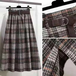 Women‘s Skirt Large Size Tweed Plaid Autumn Winter A-line Mid-length Irregular Pleated Vintage Clothes High Waist Umbrella Skirt