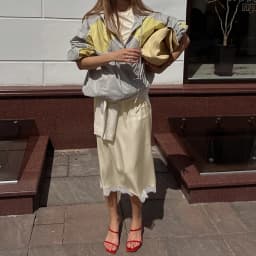 Linad Elegant Satin Lace Mid-Calf Skirts Woman Apricot Street Chic Straight Long Skirt Summer Casual Drawstring Skirts 2025 Fall