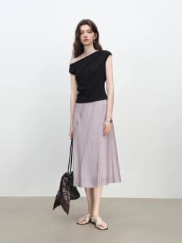 ZIQIAO Purple Design Bias-cut Skirt for Women 2025 New Summer Temperament A-line Skirt Long Skirt 25ZQ92380