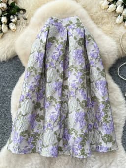SINGREINY Fashion Jacquard Vintage Skirts Autumn 2025 Zipper Design Puffy Women American Retro Floral Print A Line Skirts