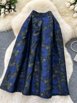 SINGREINY Fashion Jacquard Vintage Skirts Autumn 2025 Zipper Design Puffy Women American Retro Floral Print A Line Skirts