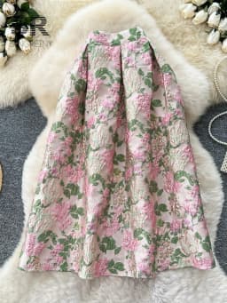 SINGREINY Fashion Jacquard Vintage Skirts Autumn 2025 Zipper Design Puffy Women American Retro Floral Print A Line Skirts
