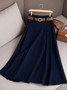 New Elegant Fashion Skirts For Women 2026 Spring Autumn Patchwork Pleated A-Line Mid-length Skirts Commuting Office Lady Skirt