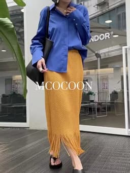 Miyake Pleated 2025 Summer New Girls' Skirt Is Fashionable And Versatile, A High-waisted Diamond-patterned Tassel Skirt