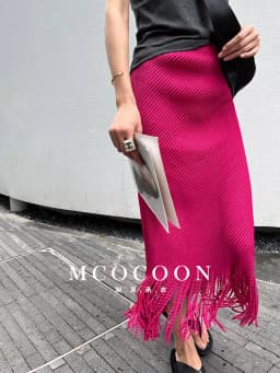 Miyake Pleated 2025 Summer New Girls' Skirt Is Fashionable And Versatile, A High-waisted Diamond-patterned Tassel Skirt