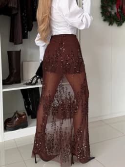 Tuularose Fashion Sequin Maxi Skirts Women's Sexy Lace Shimmer Patchwork Skirts Elegant Luxury Sheer Party Female Summer Skirts