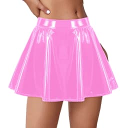 Glossy Latex Leather Skirt For Women Plus Size High Waist Solid Color Pleated Skirt For Nightclub Pole Dancing Sexy Mini Skirt