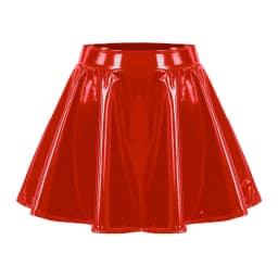 Glossy Latex Leather Skirt For Women Plus Size High Waist Solid Color Pleated Skirt For Nightclub Pole Dancing Sexy Mini Skirt