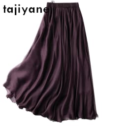 TAJIYANE 100% Natural Mulberry Silk Womens Skirts Fashion Summer Skirts Women Clothing 2024 New Arrivals Long Skirt Топ С Юбкой
