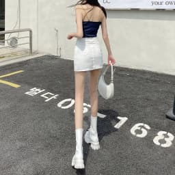 Xpqbb White Denim Skirts Women Spring Summer Korean High Waist Package Hip Skirt Woman Casual Simple Wild Jean Mini Skirts