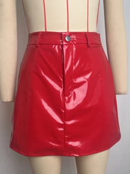 Sexy Red PU Leather Mini Skirt Women Summer Micro Short Party Skirts Woman Clothing Fashion Streetwear High Waist Pencil Skirt