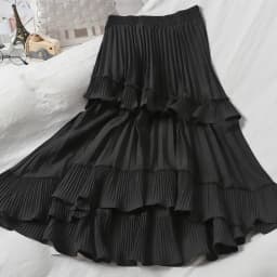 Kuzuwata High Waist Irregular Hem Flouncing Women Long Skirts Women 2026 New Spring Pleated Skirt Fashion Faldas Jupe Femme