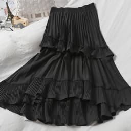 Kuzuwata High Waist Irregular Hem Flouncing Women Long Skirts Women 2026 New Spring Pleated Skirt Fashion Faldas Jupe Femme