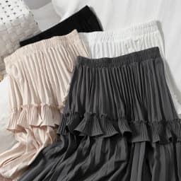 Kuzuwata High Waist Irregular Hem Flouncing Women Long Skirts Women 2026 New Spring Pleated Skirt Fashion Faldas Jupe Femme