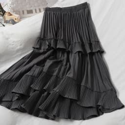 Kuzuwata High Waist Irregular Hem Flouncing Women Long Skirts Women 2026 New Spring Pleated Skirt Fashion Faldas Jupe Femme
