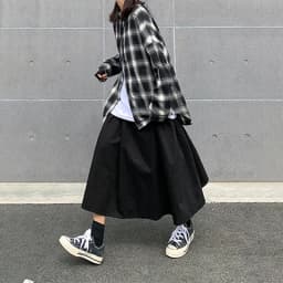 Japanese Style Workwear A-Line Midi Skirt for Women plus Size Student Chic Black Simple Cotton High Waist Skirt Trendy