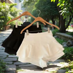 White A-Line Skirt with Lace Trim High Waist Slimming Asymmetrical Spring Summer Women's Fashion Short Skirt