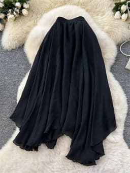 SINGREINY Summer Gentle Skirt Women Irregular Temperament Elastic Waist Ladies Fashion A Line Classic Versatile Senior Skirts