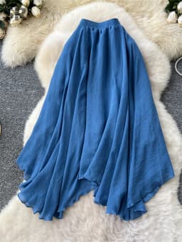 SINGREINY Summer Gentle Skirt Women Irregular Temperament Elastic Waist Ladies Fashion A Line Classic Versatile Senior Skirts