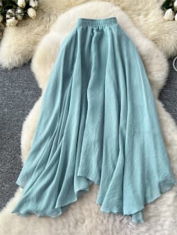 SINGREINY Summer Gentle Skirt Women Irregular Temperament Elastic Waist Ladies Fashion A Line Classic Versatile Senior Skirts