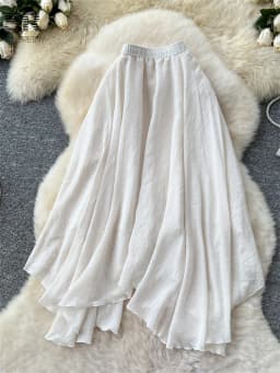 SINGREINY Summer Gentle Skirt Women Irregular Temperament Elastic Waist Ladies Fashion A Line Classic Versatile Senior Skirts