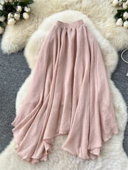 SINGREINY Summer Gentle Skirt Women Irregular Temperament Elastic Waist Ladies Fashion A Line Classic Versatile Senior Skirts