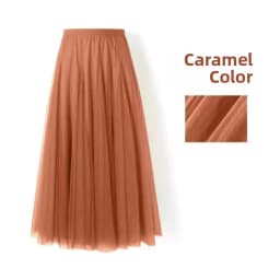 A-Line Midi Skirt High Waist Gathered Tulle Dance Skirt Women's Fairy Skirt Large Flounce Long Skirt Versatile Midi Skirt