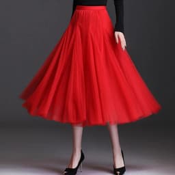 A-Line Midi Skirt High Waist Gathered Tulle Dance Skirt Women's Fairy Skirt Large Flounce Long Skirt Versatile Midi Skirt
