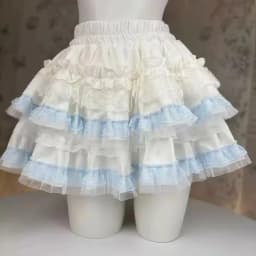 Summer Kawaii Pink White Lolita Skirt Women Sweet Fluffy Cake Mini Skirt Fashion Lace Ruffled A-Line Skirt Cute Girly Outfit