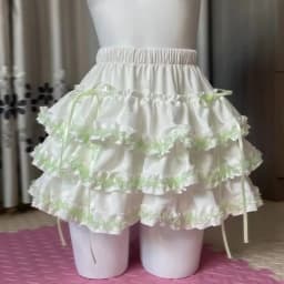 Summer Kawaii Pink White Lolita Skirt Women Sweet Fluffy Cake Mini Skirt Fashion Lace Ruffled A-Line Skirt Cute Girly Outfit
