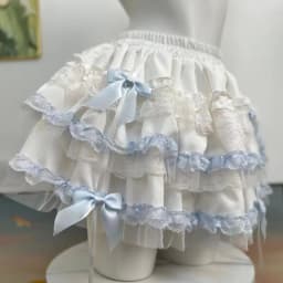 Summer Kawaii Pink White Lolita Skirt Women Sweet Fluffy Cake Mini Skirt Fashion Lace Ruffled A-Line Skirt Cute Girly Outfit