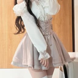 Kimutomo Sweet Skirts Women Ruffles Patchwork Bandage Heart High Waist Lolita Style Fashion Elegant Skirt Female Casual