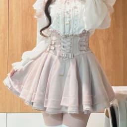 Kimutomo Sweet Skirts Women Ruffles Patchwork Bandage Heart High Waist Lolita Style Fashion Elegant Skirt Female Casual