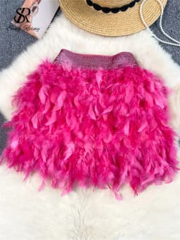 SINGREINY Senior Birthday Party Skirt High Quality Elastic Waist Mini Skirt Fairy Style Sweet Feather Splicing Ball Gown Skirt